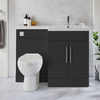 Ensemble meuble-lavabo & WC - Gris noir - Droite - 110, 5 cm - Poignées barre en T chromées - Moderne - Cluo-Select - Hudson Reed