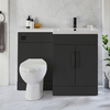Ensemble meuble-lavabo & WC - Gris noir - Droite - 110, 5 cm - Poignées barre en T noires - Moderne - Cluo-Select - Hudson Reed