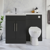 Ensemble meuble-lavabo & WC - Gris noir - Gauche - 110, 5 cm - Poignées barre en T chromées - Moderne - Cluo-Select - Hudson Reed