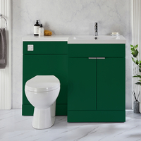 Ensemble meuble-lavabo & WC - Vert foncé - Droite - 110, 5 cm - Poignées invisibles chromées - Moderne - Cluo-Select - Hudson Reed
