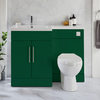 Ensemble meuble-lavabo & WC - Vert foncé - Gauche - 110, 5 cm - Poignées barre en T chromées - Moderne - Cluo-Select - Hudson Reed