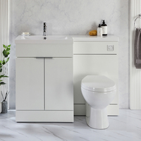 Ensemble meuble-lavabo et WC - 110, 5 cm - Choix de finitions et de poignées - Option gauche ou droite - Cluo-Select