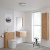 Ensemble meuble salle de bain - Lavabo suspendu - Meuble WC - Cuvette WC à poser - Colonne de rangement - Miroir – 60 cm – Effet chêne doré – Newington