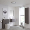 Ensemble meuble salle de bain - Lavabo suspendu - Meuble WC - Cuvette WC à poser - Colonne de rangement - Miroir – 60 cm – Gris mat – Newington