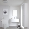Ensemble meuble salle de bain - Lavabo suspendu - Meuble WC - Cuvette WC à poser - Colonne de rangement - Miroir – 80 cm – Blanc – Newington