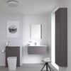 Ensemble meuble salle de bain - Lavabo suspendu - Meuble WC - Cuvette WC à poser - Colonne de rangement - Miroir – 80 cm – Gris – Newington