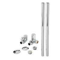 Ensemble robinets de radiateur en coin & tuyaux - Chromé - Design moderne - Hudson Reed