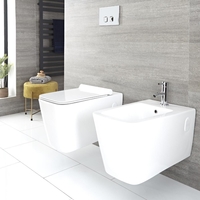 Ensemble WC et bidet suspendus - Blanc – En option: bâti-supports et plaque de déclenchement - Sandford
