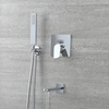 Kit bain douche avec mitigeur avec inverseur,  douchette carrée et bec verseur – 2 fonctions – Chromé - Arcadia