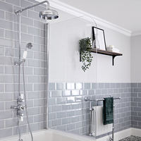 Kit colonne de douche avec mitigeur de douche thermostatique exposé à double fonctions – Chromé et blanc - Elizabeth