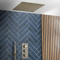 Kit de douche - Mitigeur encastré,  ciel de pluie doré or - Douchette - Hudson Reed