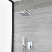 Kit de douche avec mitigeur avec inverseur,  pommeau carré et douchette – 2 fonctions – Chromé - Arcadia