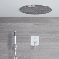 Kit de douche encastré - Mitigeur mécanique - Pomme de douche plafond Ø 40cm & Douchette - Ora Chromé