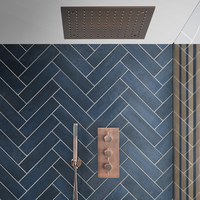 Kit de douche encastré - Mitigeur,  Pommeau Ciel de Pluie - Cuivre brossé - Hudson Reed