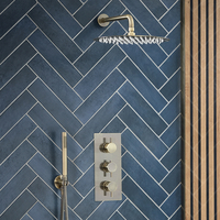 Kit de douche encastré - Mitigeur,  pommeau mural et douchette - Or doré moderne - Hudson Reed