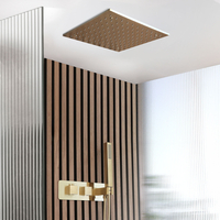 Kit de douche encastrable - Pommeau plafonnier 40 x 40 cm & douchette sur clip - Or satiné - Lyra - Hudson Reed