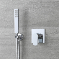 Kit de douche moderne avec mitigeur et kit douchette carrée – Chromé – 1 fonction - Arcadia