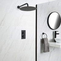 Kit de douche noir - Mitigeur thermostatique encastrable & pommeau de douche Ø 30cm - Nox