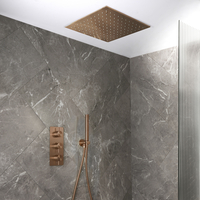 Kit de douche thermostatique - Mitigeur triple - Pommeau encastré & douchette - 2 fonctions - Cuivre satiné - Otto - Hudson Reed