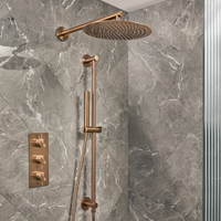 Kit de douche thermostatique - Mitigeur triple - Pommeau mural & douchette sur rampe - 2 fonctions - Cuivre satiné - Otto - Hudson Reed