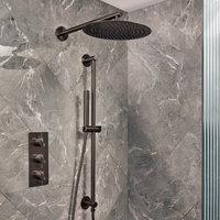 Kit de douche thermostatique - Mitigeur triple - Pommeau mural & douchette sur rampe - 2 fonctions - Nickel noir - Otto - Hudson Reed