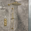 Kit de douche thermostatique - Mitigeur triple - Pommeau mural & douchette sur rampe - 2 fonctions - Or satiné - Otto - Hudson Reed