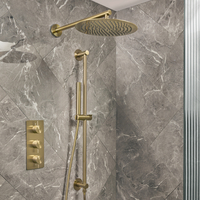 Kit de douche thermostatique - Mitigeur triple - Pommeau mural & douchette sur rampe - 2 fonctions - Or satiné - Otto - Hudson Reed