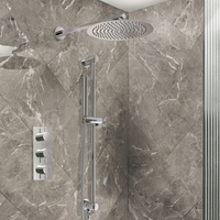 Kit de douche thermostatique - Mitigeur triple avec pommeau mural et douchette sur rampe - 2 fonctions - Choix de finitions - Otto