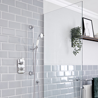Kit de douche thermostatique à 1 fonction – Douchette sur rampe – Chromé et blanc - Elizabeth