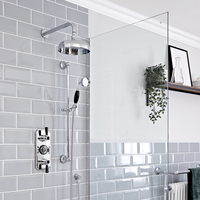 Kit de douche thermostatique à 2 fonctions - Pommeau de douche Ø20 cm et kit douchette sur rampe – Chromé et noir - Elizabeth