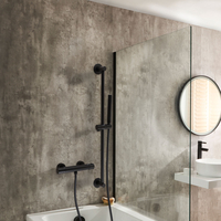 Kit de douche thermostatique avec douchette sur rampe – Noir – Elsie - Hudson Reed