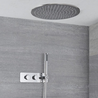 Kit de douche thermostatique avec inverseur,  pommeau encastré et douchette – 2 fonctions – Chromé - Como