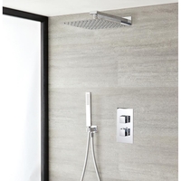 Kit de douche thermostatique avec inverseur,  pommeau et douchette – Chromé – 2 fonctions - Kubix
