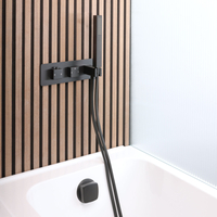 Kit de douche thermostatique avec inverseur,  vidage-remplissage baignoire et douchette - 2 fonctions – Noir - Preto - Hudson Reed