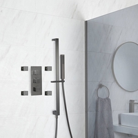 Kit de douche thermostatique avec kit douchette sur rampe et buses hydromassantes – Gris métallisé – 2 fonctions – Orno