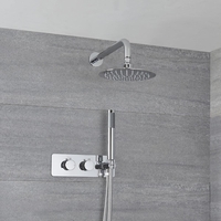 Kit de douche thermostatique avec mitigeur avec inverseur,  pommeau mural et douchette – 2 fonctions – Chromé – Como