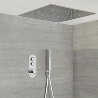 Kit de douche thermostatique avec mitigeur,  pommeau encastré et douchette – 2 fonctions – Chromé - Idro