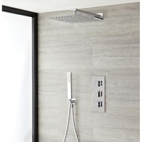 Kit de douche thermostatique avec mitigeur,  pommeau et douchette – 2 fonctions – Chromé - Kubix