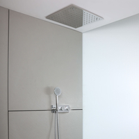 Kit de douche thermostatique avec pommeau encastré et douchette – 2 fonctions - Chrome – Lune - Hudson Reed