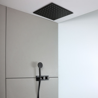 Kit de douche thermostatique avec pommeau encastré et douchette – 2 fonctions - Noir – Lune - Hudson Reed