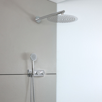 Kit de douche thermostatique avec pommeau et douchette – 2 fonctions - Chrome – Lune - Hudson Reed