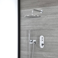 Kit de douche thermostatique avec pommeau et douchette avec support – Chromé – 2 fonctions - Idro