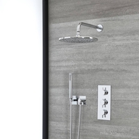 Kit de douche thermostatique avec pommeau mural et douchette avec support – Chromé – 2 fonctions - Como