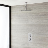 Kit de Douche Thermostatique Encastrable à Pommeau Ø 30cm Design Minimaliste Rond