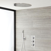 Kit de Douche Thermostatique Encastrable à Pommeau Ø 40cm & Douchette Design Rond Fonctions distinctes ou simultanées - Como