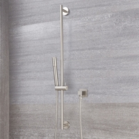 Kit Douchette sur Rampe Design Rond - Nickel Brossé