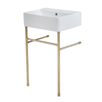 Lavabo avec cadre porte serviette - 52 x 42 cm - Rectangulaire - SdB & WC - Or doré - Hudson Reed