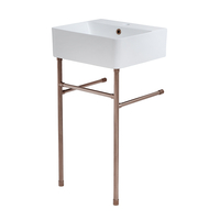 Lavabo avec porte serviettes - 46 x 42 cm - Salle de Bains & WC - Cuivre satiné - Hudson Reed Exton