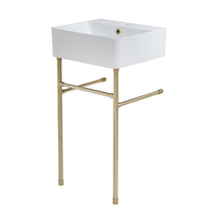 Lavabo avec porte serviettes - 46 x 42 cm - Salle de Bains & WC - Or doré satiné - Hudson Reed Exton