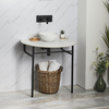 Lavabo console - Vasque ronde 28 cm - Table contemporaine pieds noir - Porte serviettes - Hudson Reed